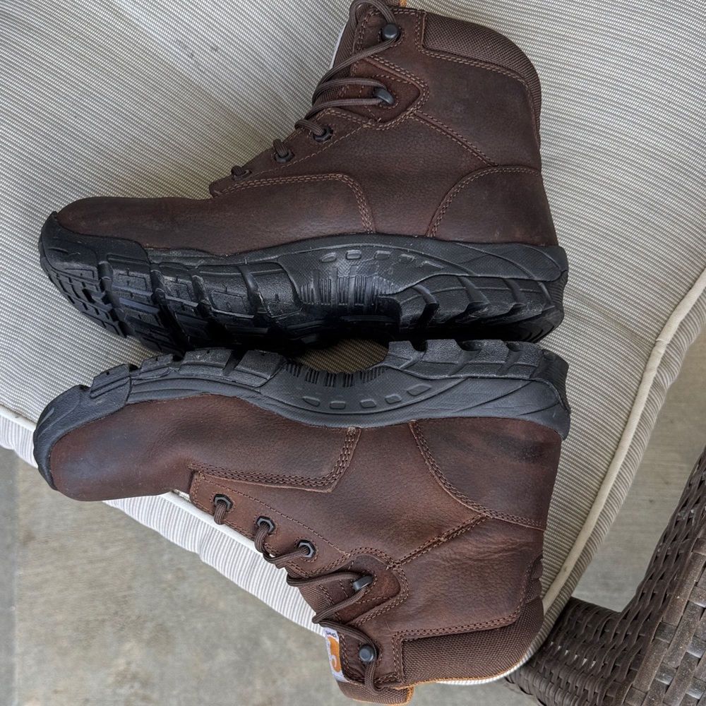 Carhartt Brown Work Boots with Orange Accents - Picture 7 of 13